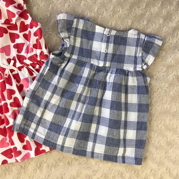 Carter’s Heart Print Dress Blue Plaid Crab Shirt - Picture 3 of 6
